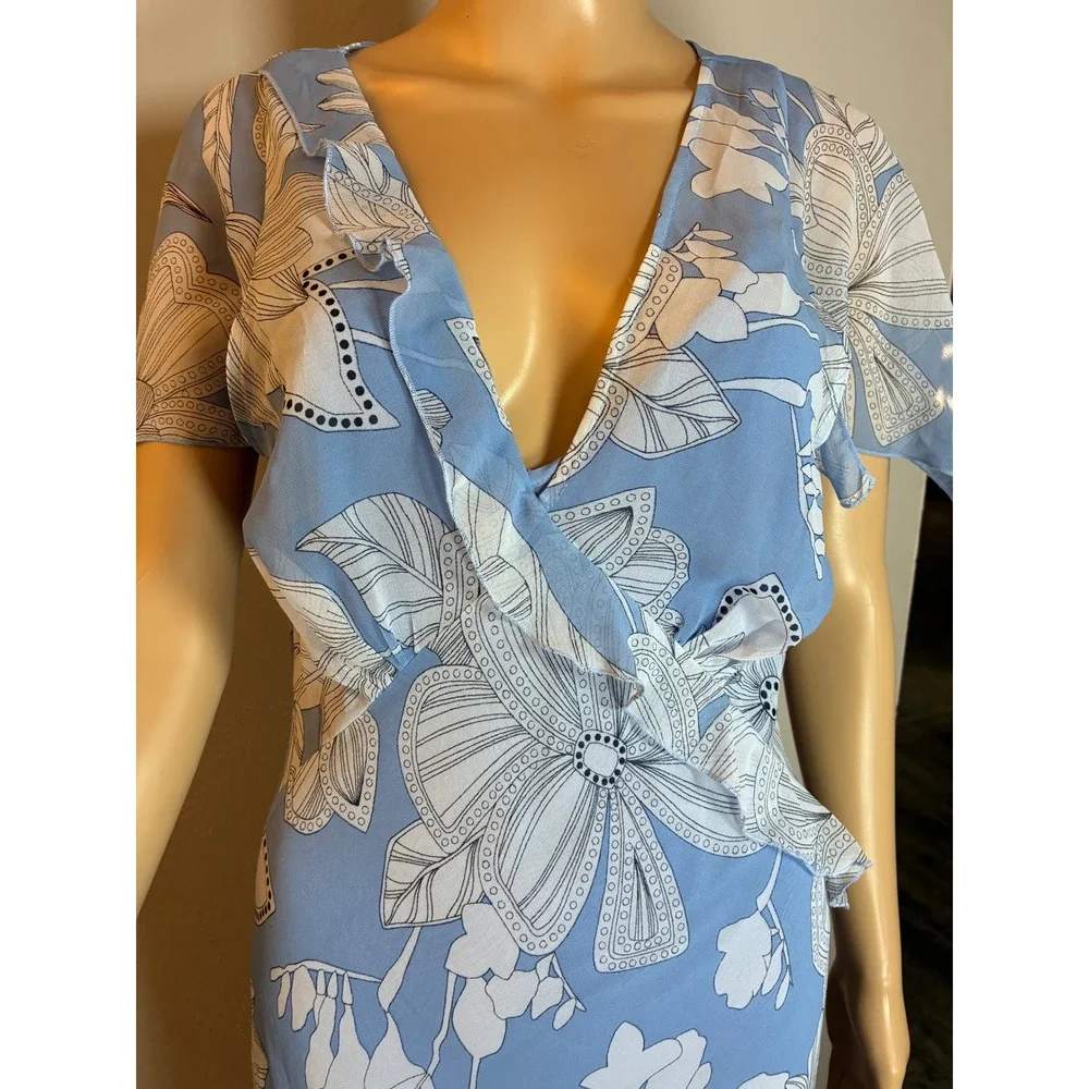 Free People Moonlight Maxi Dress Blissful Blue Floral Size 8 NWT